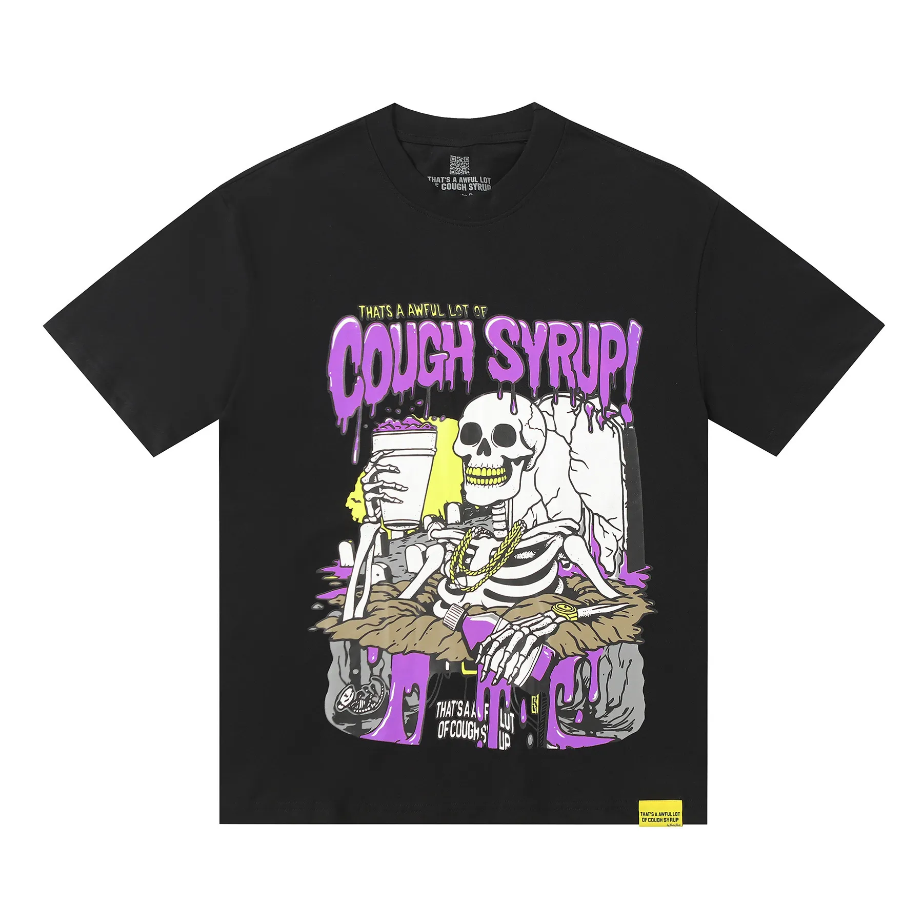 #Black I THAT'S A AWFUL LOT OF COUGH SYRUP In Stock Real shot American simple trendy brand loose casual T-shirt Fabric (fabric): 32 counts Weight combed double yarn pure cotton Sizes (size): S-M L X L Color (colour): Black